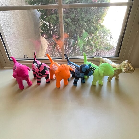 Victoria's Secret Pink Dogs Set of 6 Stuffed Love Pink - Picture 1 of 10